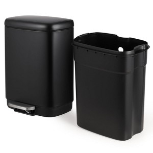 Bathroom Trash Bin with Lid, 3.2 Gallon Stainless Steel Kitchen Trash Can, Soft-Close Pedal - 1 of 4