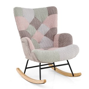 Tangkula Nursery Rocking Chair Upholstered Boucle Fabric Nursing Armchair w/ Ergonomic Armrests - 1 of 4
