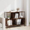 vidaXL Engineered Wood Bookcase Cube Storage - Office/Living Room Display Shelf in Smoked Oak with Steel Frame, 40.2x11x30.5 in - 2 of 4