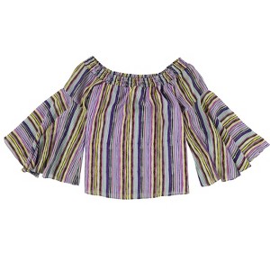 bar III Womens Striped Off the Shoulder Blouse - 1 of 2