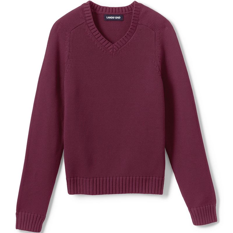 Lands' End School Uniform Kids Cotton Modal V-neck Sweater, 1 of 5