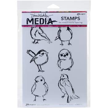 Dina Wakley Media Cling Stamps 6"X9"-Scribbly Small Birdies