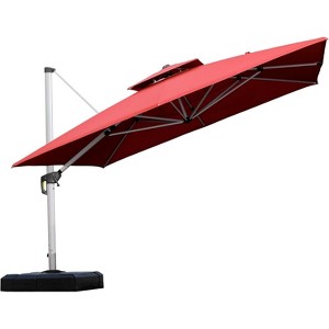 PURPLE LEAF 11ft Patio Umbrella Outdoor Square Double-Top Aluminum Umbrella Cantilever Patio Umbrella for Garden Deck Pool Patio - 1 of 4