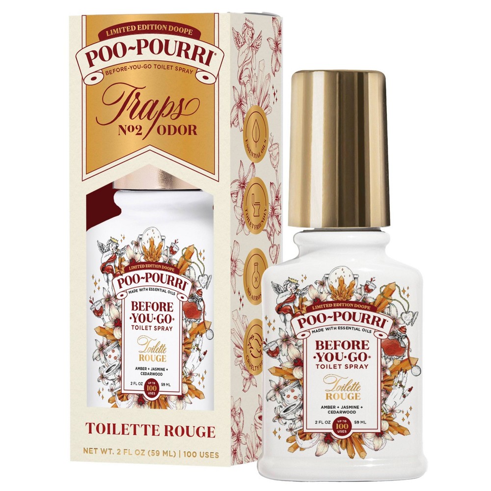 Poo-Pourri Toilette Rouge Before-You-Go Toilet Spray - Jasmine, Amber & Cedarwood - 2 fl oz