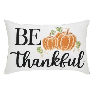 Annie Black Check Be Thankful Pumpkin Pillow 14x22 VHC Brands