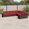 vidaXL Patio Sofa Set Black PE rattan, powder-coated steel, polyester - Brown and red Without table - 2 of 4