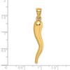 Black Bow Jewelry 14k Yellow or White Gold Large Hollow Italian Horn Pendant, 7 x 42mm - 4 of 4
