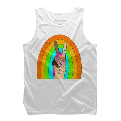 Design By Humans Peace Hand Symbol Stripes By PaperRescueDesigns Tank Top