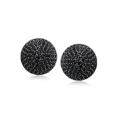 Ross-Simons 4.00 ct. t.w. Black Spinel Button Earrings in Sterling Silver