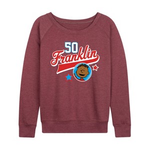 Women's - Peanuts - Franklin Athletic 50 Lightweight French Terry Wide Neck Long Sleeve Shirt - 1 of 4
