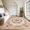 Large Beige Butterfly Floral Area Rug, Ultra-Thin Non-Slip Washable Mat for Living Room & Bedroom - 2 of 4