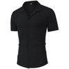 Men's Casual Cuban Shirts Silk Like Short Sleeve Button Down Shirt - 2 of 4