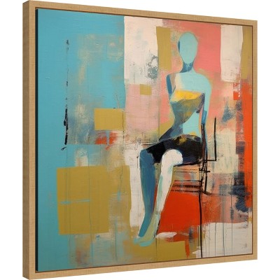 Vibrant Abstract Figurative Canvas Art in Warm Tones, 22x22