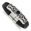 Chisel Stainless Steel Antiqued and Polished with Black Onyx Braided Black Leather 8.25" Bracelet - 2 of 4