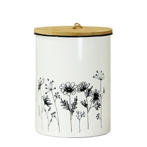 VIP Metal 10.5 in. White Growing Flowers Canister with Lid - 1 of 4