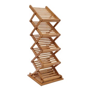 YIYIBYUS Portable Foldable Wood Literature Rack Display Holder Stand, Pop-up Magazine Brochure Rack - 1 of 4
