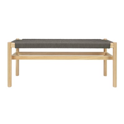 Fernway Blonde Solid Wood and Woven Rope Entryway Bench