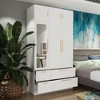 Famapy Modern White Wardrobe with Integrated Mirror and Ample Storage - 3 of 4