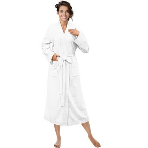 PAVILIA Women Waffle Knit  Robe, Soft Cozy Breathable Lightweight Long Bathrobe with Pockets for Shower Spa House - 1 of 4