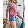 Women's Lattice V Neck Paisley Print Contrast Top - ADORA - 2 of 3