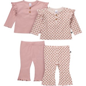 Modern Moments by Gerber Baby Girls' 4-Piece Henley Ruffle Top With Pants - 1 of 4