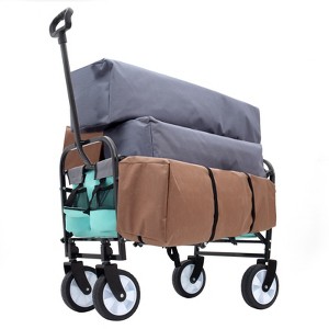 RISOKEYS Foldable Utility Wagon Cart with Wheels and Strapping System,Collapsible Design for Easy Storage,for Shopping,Beach,Camping - 1 of 4