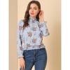 INSPIRE CHIC Women's Smocked Waist Ruffled Hem Stand Collar Floral Dots Blouse - 3 of 4