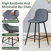 Kumasinova Techno-Fabric Counter Height Bar Stools Set of 2, Upholstered Counter Stools with Rounded Backrest & Black Metal Legs,  Bar Chair Set - 3 of 4