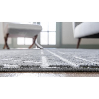 Modern Lattice Trellis 8x10 Gray Indoor Area Rug