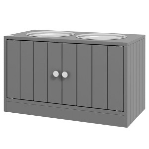 SKYONE Raised Dog Feeding Station with 44L Storage Cabinet, Stainless Steel Bowls, Elevated Stand - 1 of 4