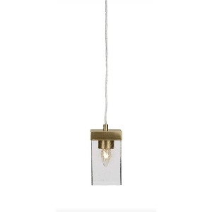 Toltec Lighting Nouvelle 1 - Light Pendant in  New Aged Brass with 4" Square Clear Bubble Shade - 1 of 1