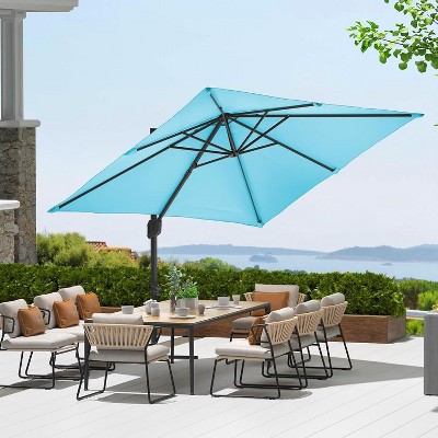 10ftx10ft Cantilever Patio Umbrella with Base,umbrella outdoor patio,360 Rotation outdoor umbrella with Stand for Deck,Pool,Backyard