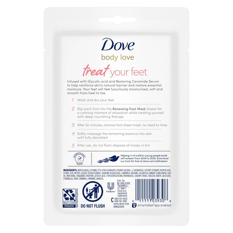 Dove Beauty Body Love Renewing Foot Mask - 1 pair, 4 of 6