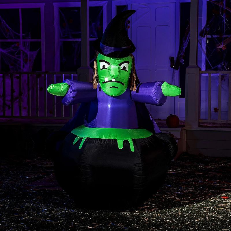 6ft Halloween Inflatable Witch in Cauldron, 2 of 6