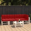 vidaXL Outdoor Pallet Cushions - 5 pcs - 100% Polyester Red Fabric - Water Resistant and UV Resistant Pallet Sofa Cushions - 2 of 4