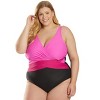 Sporti Sporti Plus Size Marina Criss Cross Tummy Control One Piece Swimsuit Dark Emerald Multi 24W - 2 of 4