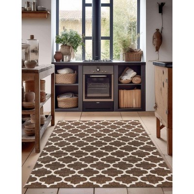 Elegant Brown Trellis Rectangular Indoor Area Rug