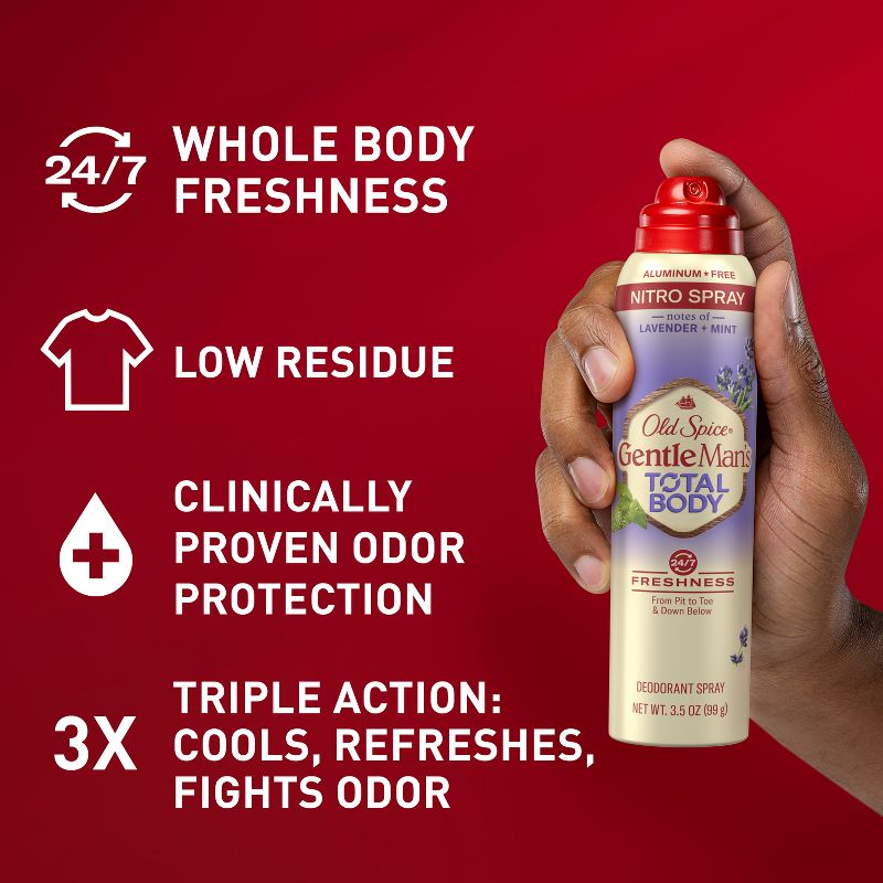 Old Spice Whole Body Deodorant for Men - Total Body Aluminum Free Spray - Lavender &#38; Mint - 3.5oz, 3 of 10