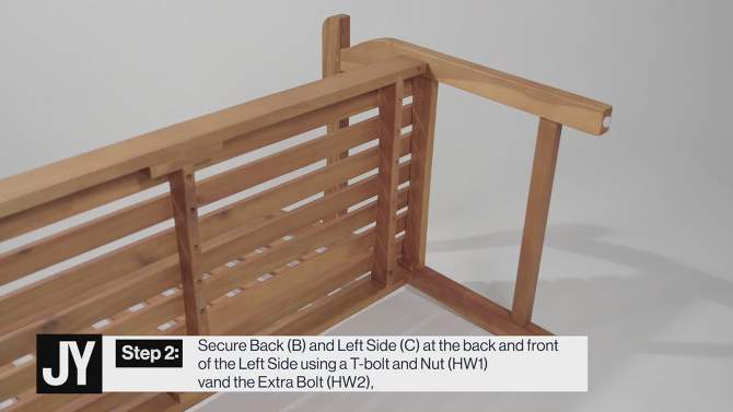 Laurel 3-Seat Slat-Back Acacia Wood Outdoor Garden Patio Bench - JONATHAN Y, 2 of 9, play video