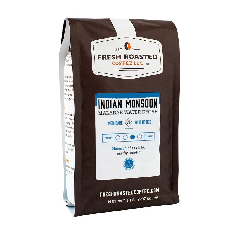 Fresh Roasted Coffee, Indian "Monsoon" Malabar Decaf, Ground Coffee, 1 of 5