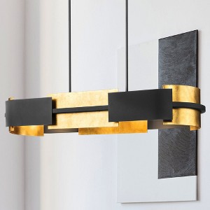 Urban Ambiance Luxury Cosmopolitan Indoor Chandelier,  6-1/8''H x 12"W x 42''D,  Textured Black Finish, UHP4700 - 1 of 4