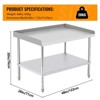 Stainless Steel  Commercial Work Table, Adjustable Height Legs, 2" Edge Baffle for Restaurant Kitchen Hotel Home - 2 of 4
