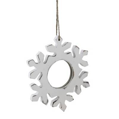 Allstate 7.25" Embossed Snowflake with Mirror Medallion Christmas Ornament - White