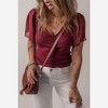 Amaryllis Women’s Ribbed Knit V-Neck Top Sheer Flutter Chiffon Short Sleeves Fitted Lightweight Romantic - 3 of 4
