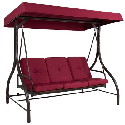 Best Choice Products 3-Seat Outdoor Converting Canopy Swing Glider Patio Hammock w/ Removable Cushions