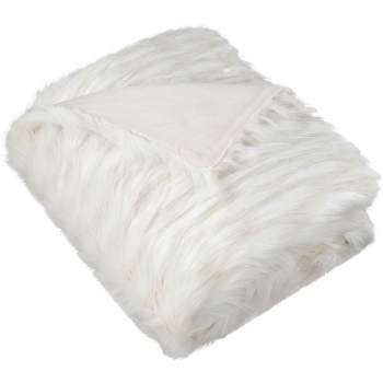 Luxe Feather Throw Blanket - White - 50" x 60" - Safavieh .