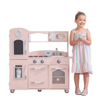 Pink Wooden Toy Kitchen with Fridge Freezer and Oven by Teamson Kids TD-11414P