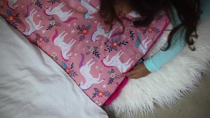 Wildkin Microfiber Kids Sleeping Bag w/ Pillowcase, 2 of 3, play video