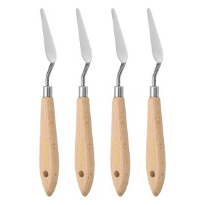 Unique Bargains Stainless Steel Pointy Wood Handle Painting Mixing Knife 4 Pcs - 1 of 4