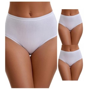 INSPIRE CHIC Women's Cotton High Waist Briefs Breathable Underwear, Available in Plus Size 3 Packs - 1 of 4